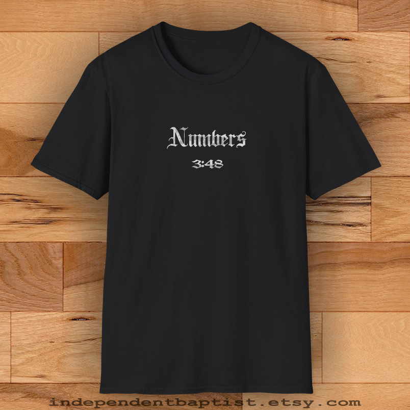Mens Bible Verse T Shirt Numbers 3:48